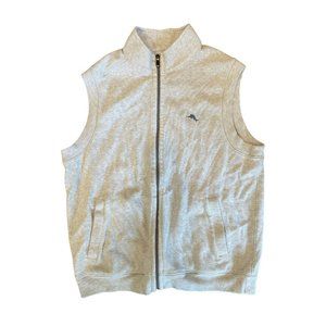 Tommy Bahama Vest Mens Gray Marlin Full Zip Front Pockets Mock Neck Size Medium